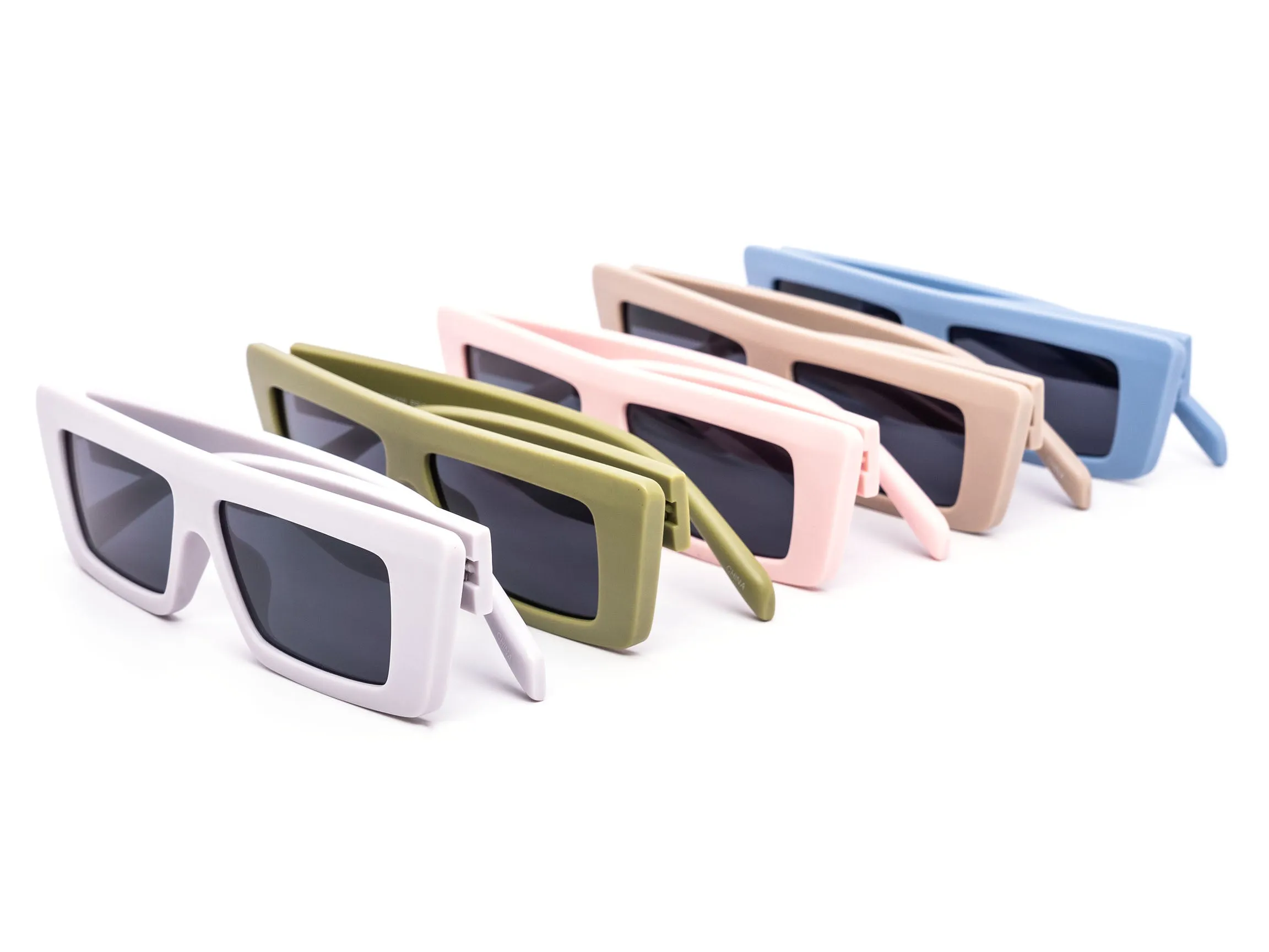 12 Pack: Flat-top Simple Walter Chunky Matte Pastel Wholesale Sunglasses