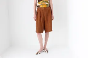 2000s Terracotta Linen Relaxed Bermuda Shorts by Sisley