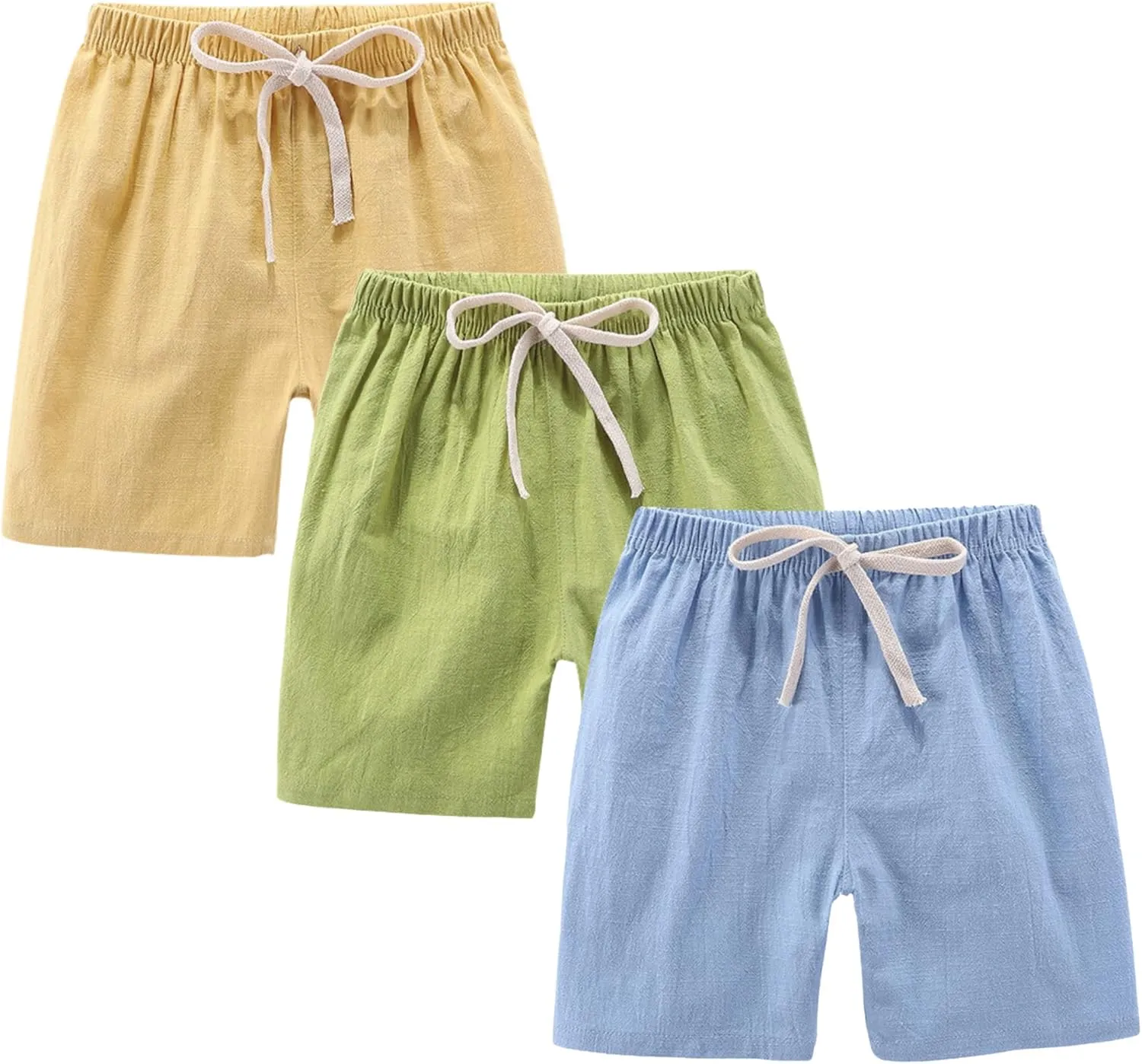 AMEBELLE Baby Toddlers Boys Girls 3 Pack Light Bermuda Cotton Linen Shorts Pants
