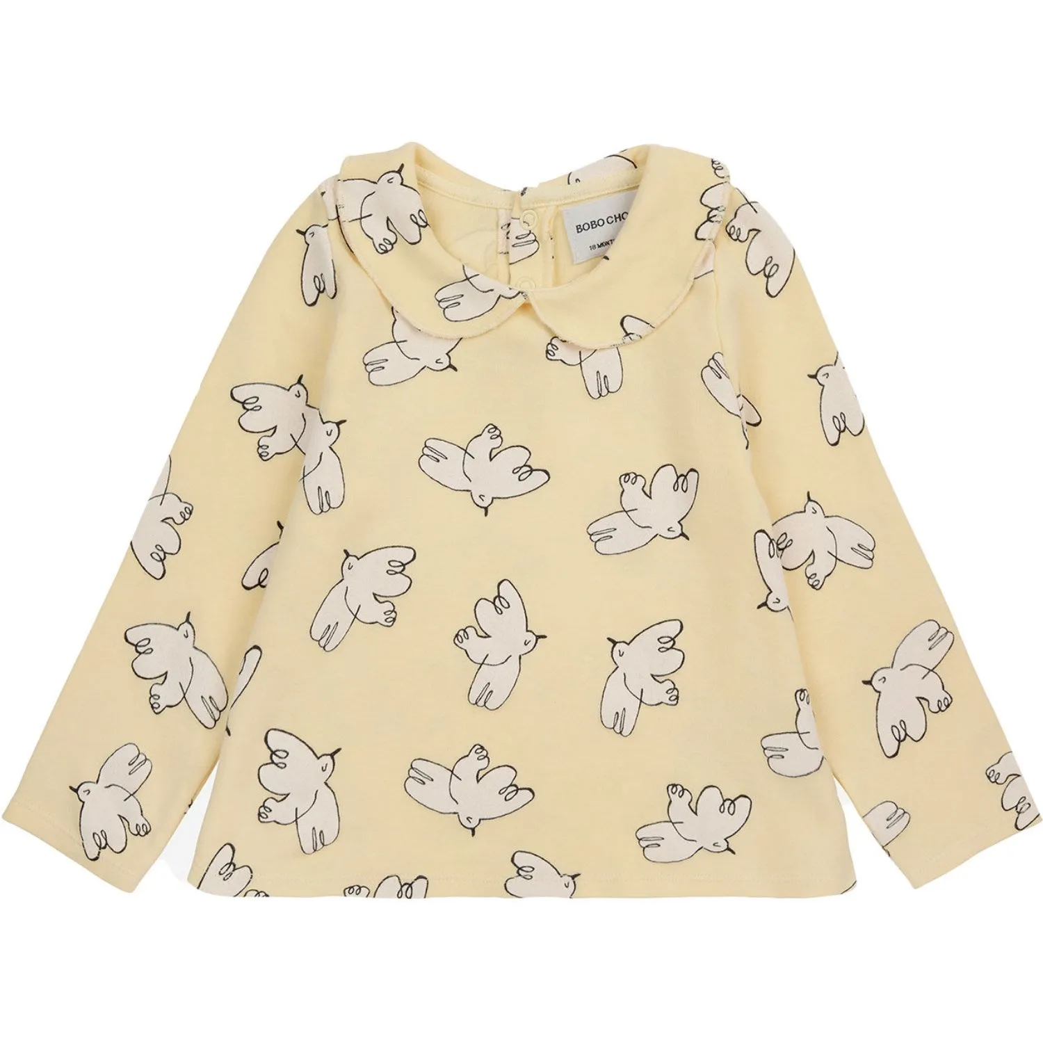 Bobo Choses Light Yellow Freedom Bird All Over Collar Shirt
