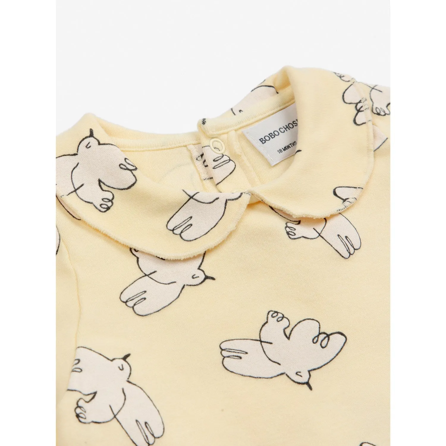 Bobo Choses Light Yellow Freedom Bird All Over Collar Shirt