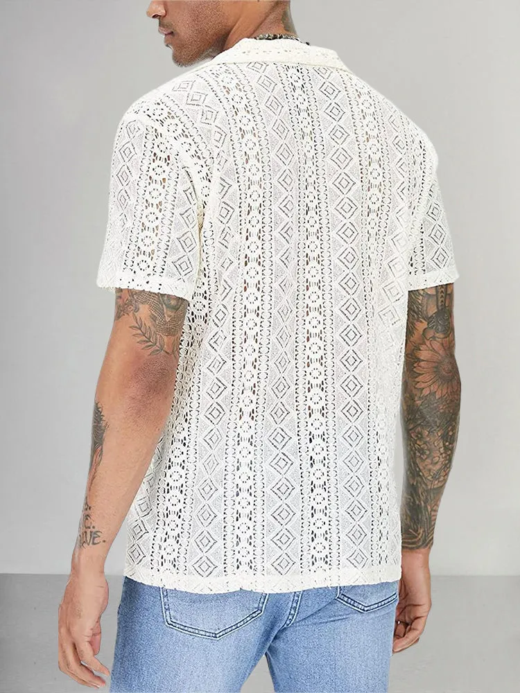 Casual Breathable Hollow Lace Shirt