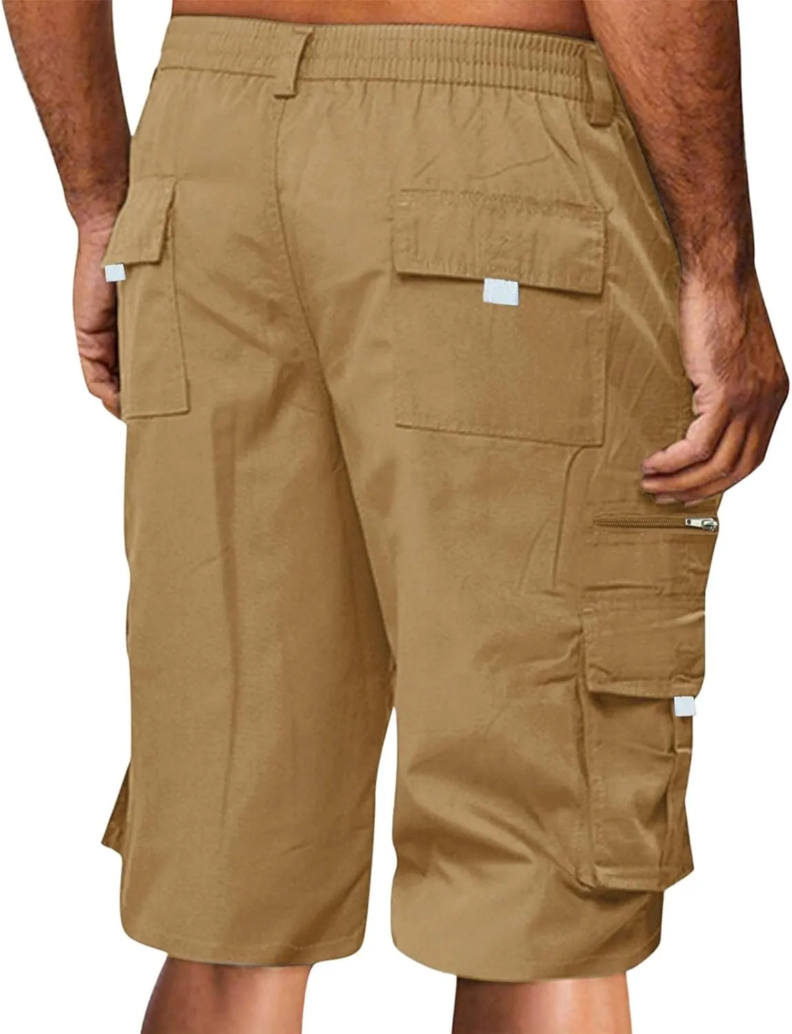Cathalem Cargo Shorts for Men, Men's Elastic Waist Cargo Shorts Summer Relaxed Fit Outdoor Work Shorts Athletic Shorts