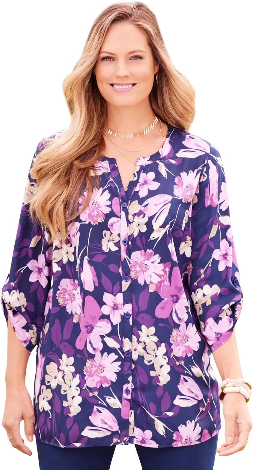 Catherines Women's Plus Size Breezeway Georgette Blouse