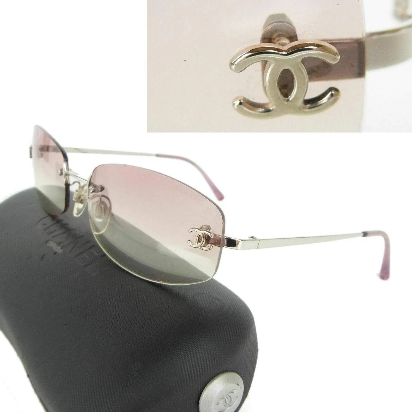 Chanel Rimless Gradient Pink CC Detail Sunglasses