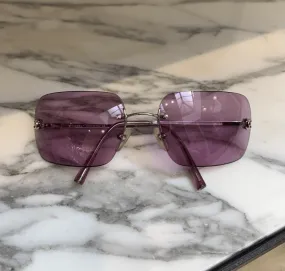 Chanel Vintage Purple/Pink Rimless Sunglasses With CC Detail