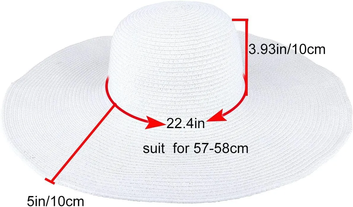 CHIC DIARY Womens Wide Brim Straw Hat Floppy Derby Hat Large Brim Beach Straw Sun Cap UPF 50 