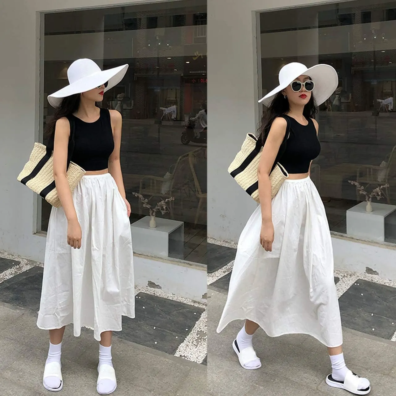 CHIC DIARY Womens Wide Brim Straw Hat Floppy Derby Hat Large Brim Beach Straw Sun Cap UPF 50 