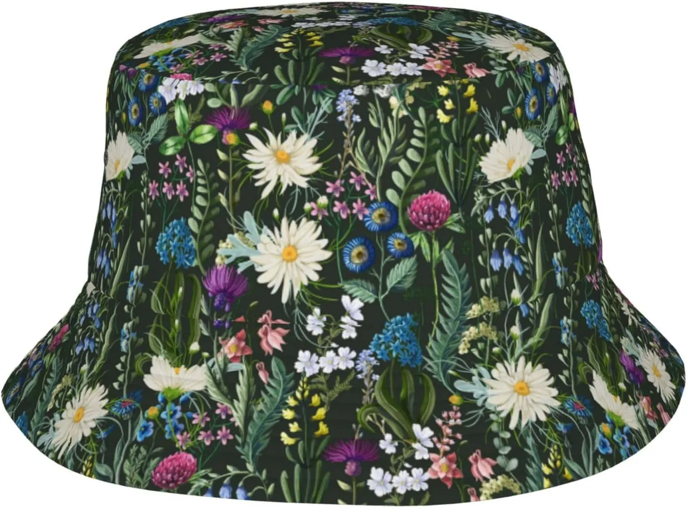Chic Wildflowers Bucket Hat Summer Packable Fisherman Cap Beach Travel Sun Hat for Unisex Men Women