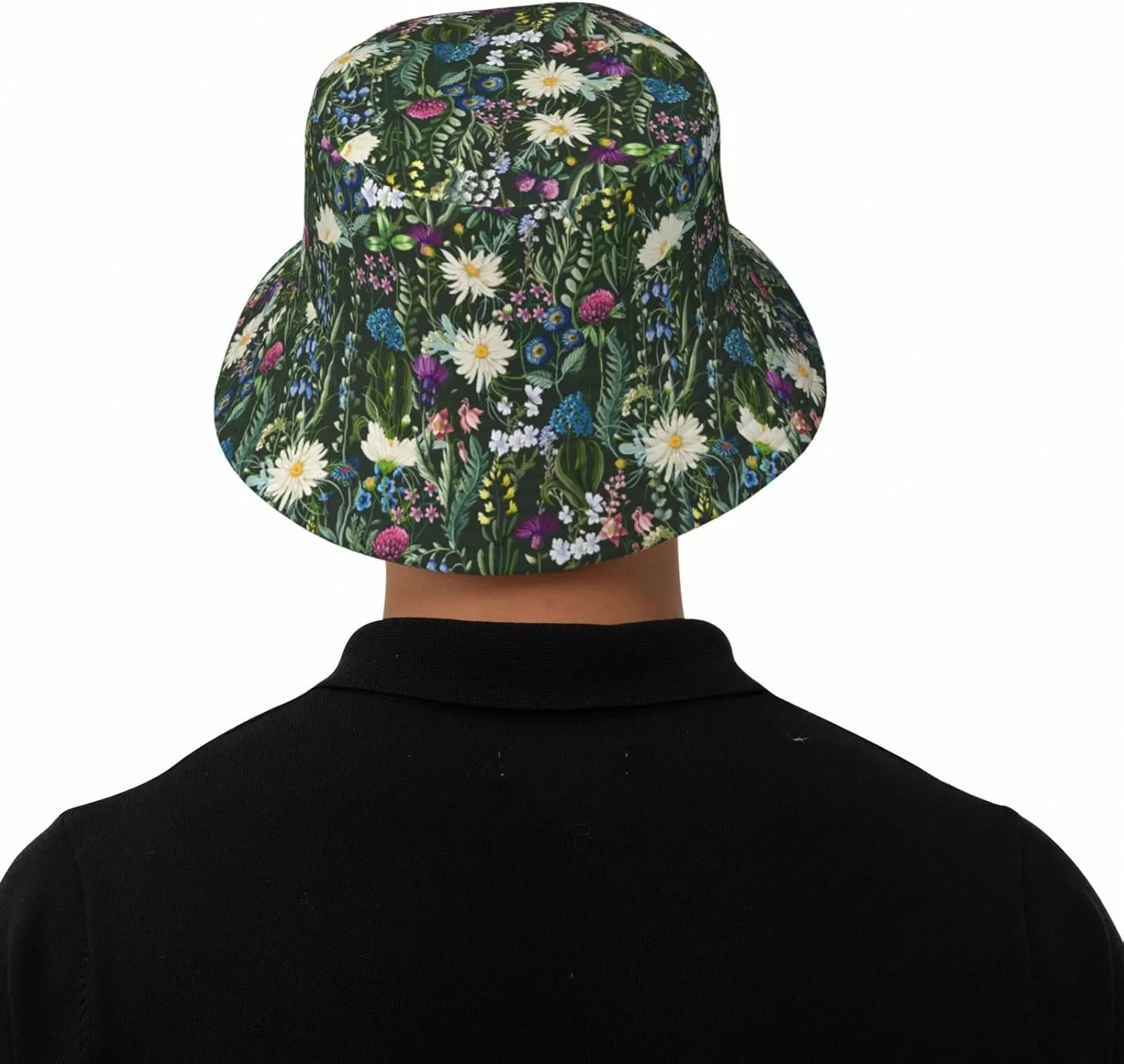 Chic Wildflowers Bucket Hat Summer Packable Fisherman Cap Beach Travel Sun Hat for Unisex Men Women