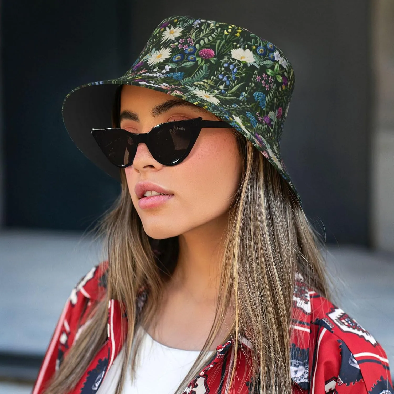 Chic Wildflowers Bucket Hat Summer Packable Fisherman Cap Beach Travel Sun Hat for Unisex Men Women