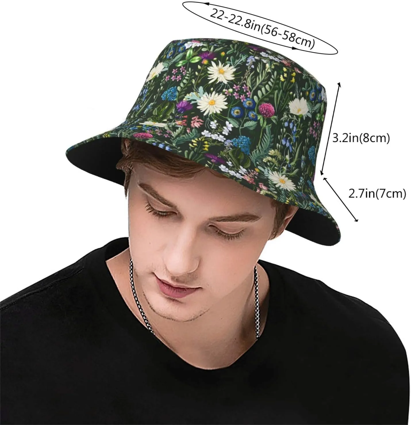 Chic Wildflowers Bucket Hat Summer Packable Fisherman Cap Beach Travel Sun Hat for Unisex Men Women