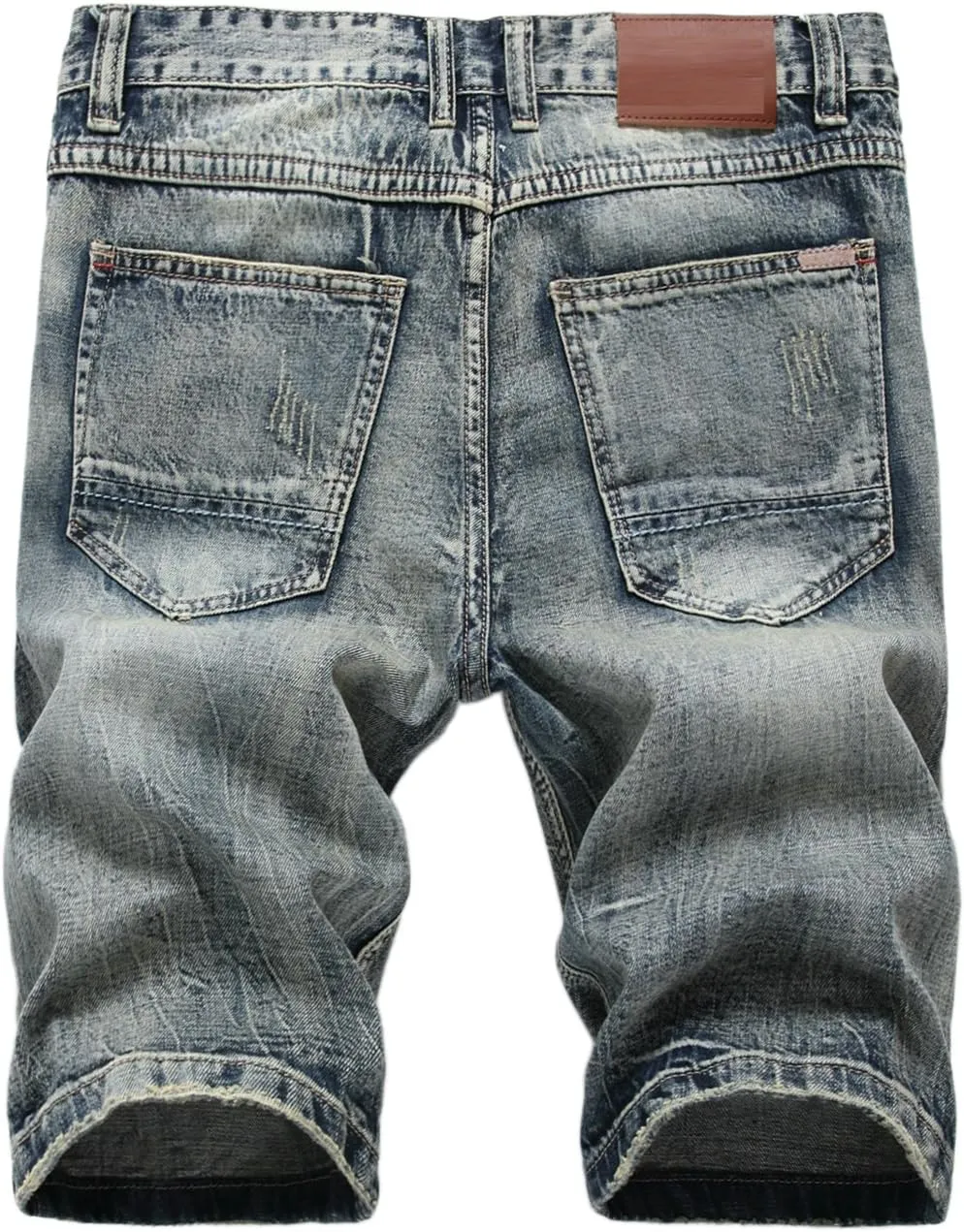 chouyatou Men's Classic Fit Stylish Distressed Straight Leg Ripped Denim Shorts