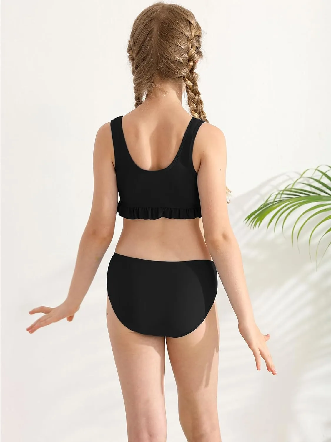 ESHOO Girls Swimsuits 3 Piece Bikinis Sets with Cover Up Skirt Warp Bathing Suit Beach Swimwear for Teen Girls 10-14 Years