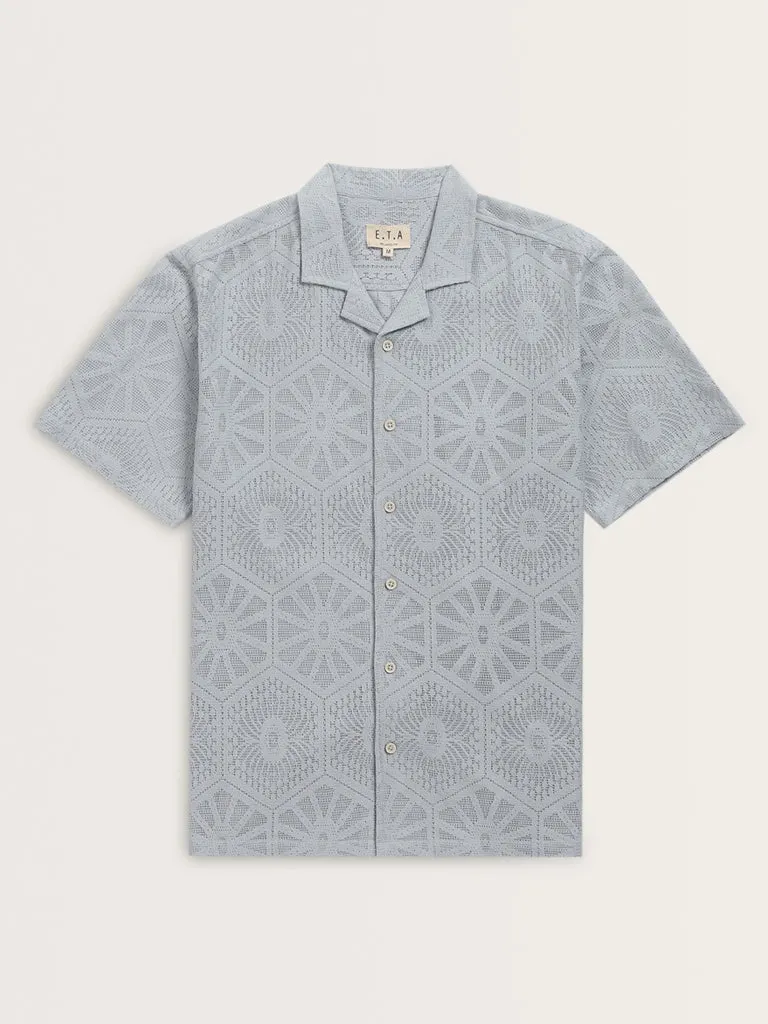 ETA Light Blue Relaxed-Fit Cotton Blend Shirt