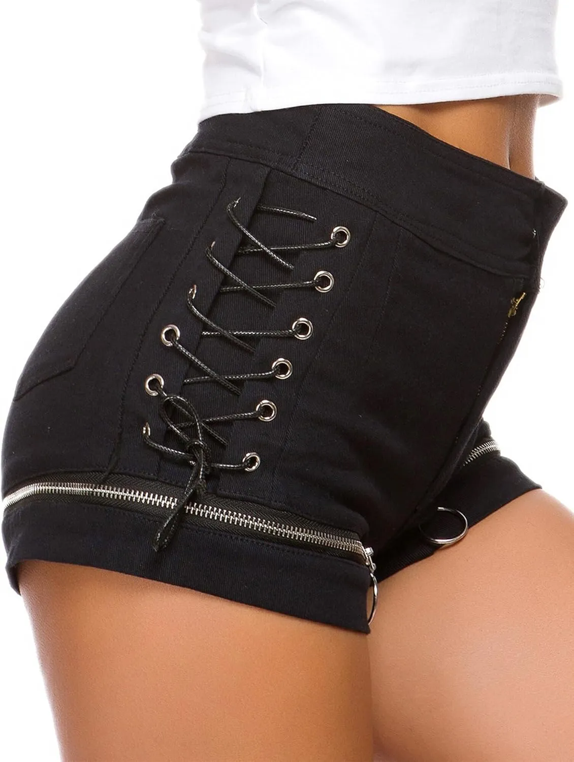 FEOYA Women’s High Waisted Stretchy Denim Shorts Sexy Cut Off Hot Jeans Shorts