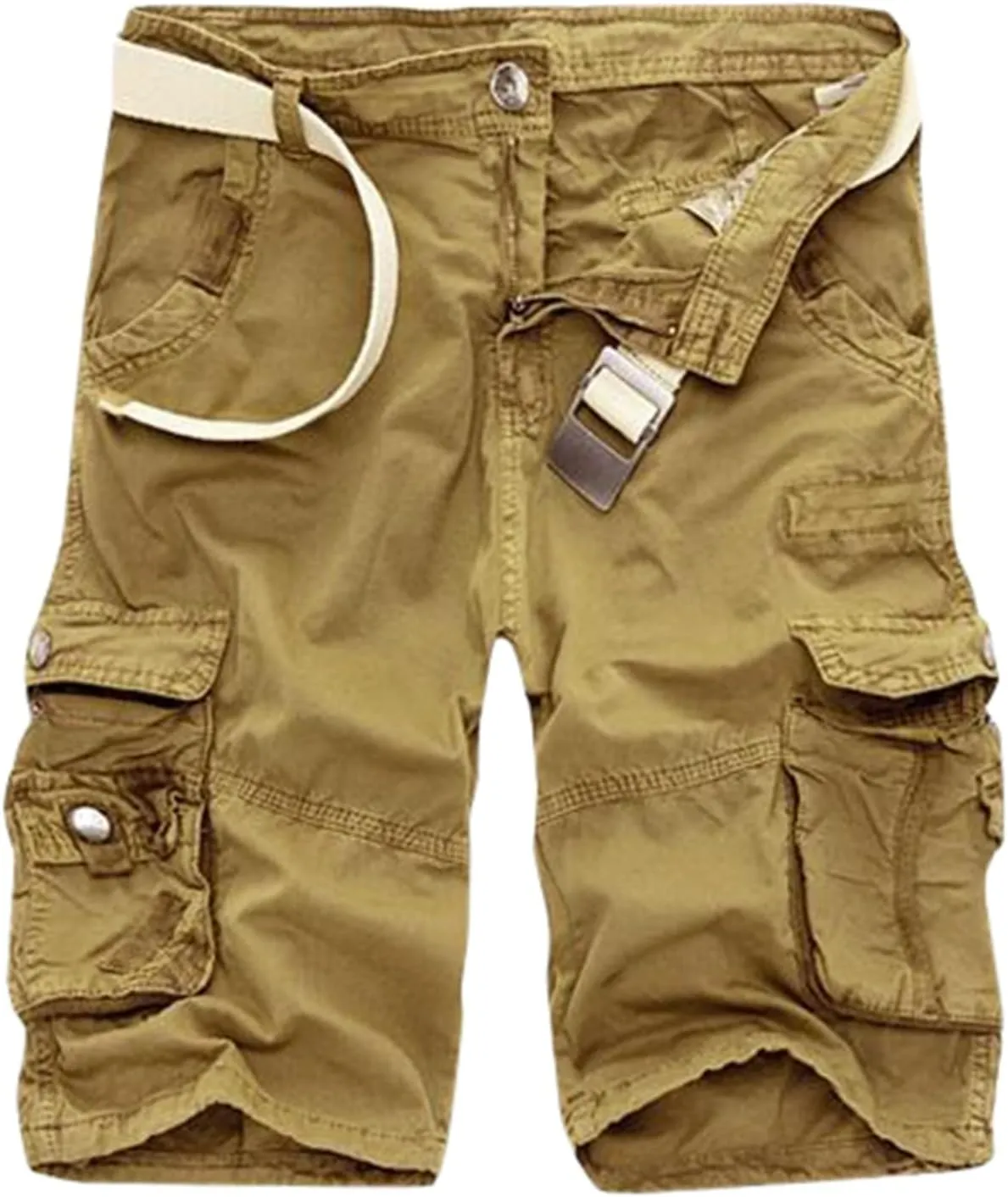 GIERIDUC Mens Cargo Shorts Elastic Drawstring Athletic Shorts Summer Casual Cotton Shorts Big & Tall Relaxed Fit Work Shorts