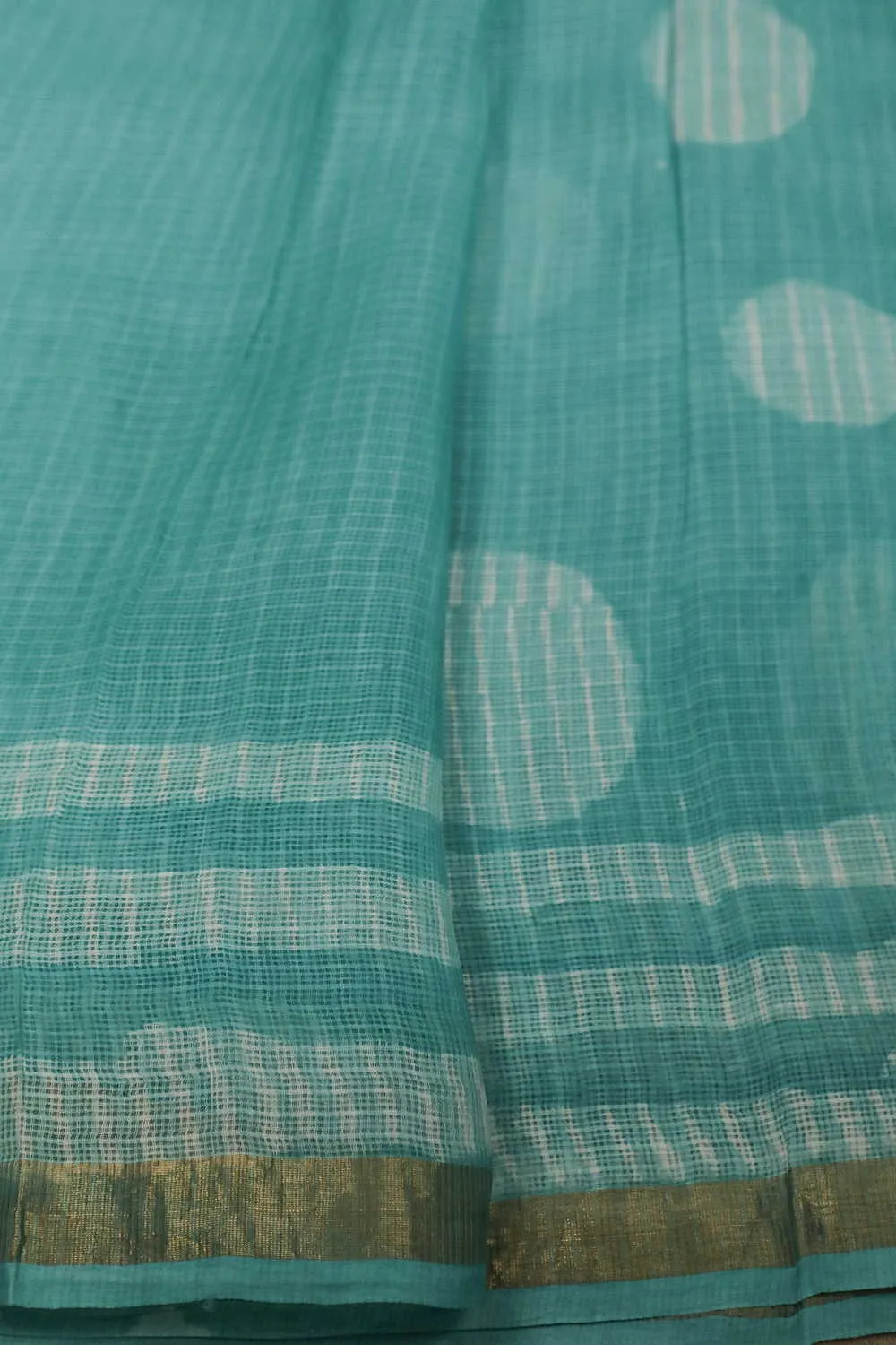Green Block Printed Kota Silk saree