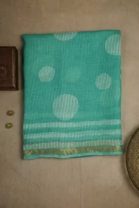 Green Block Printed Kota Silk saree