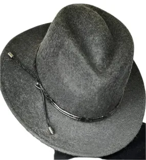 Hat - Black With Thin Black Rope Head Band-Women's-AD1130A