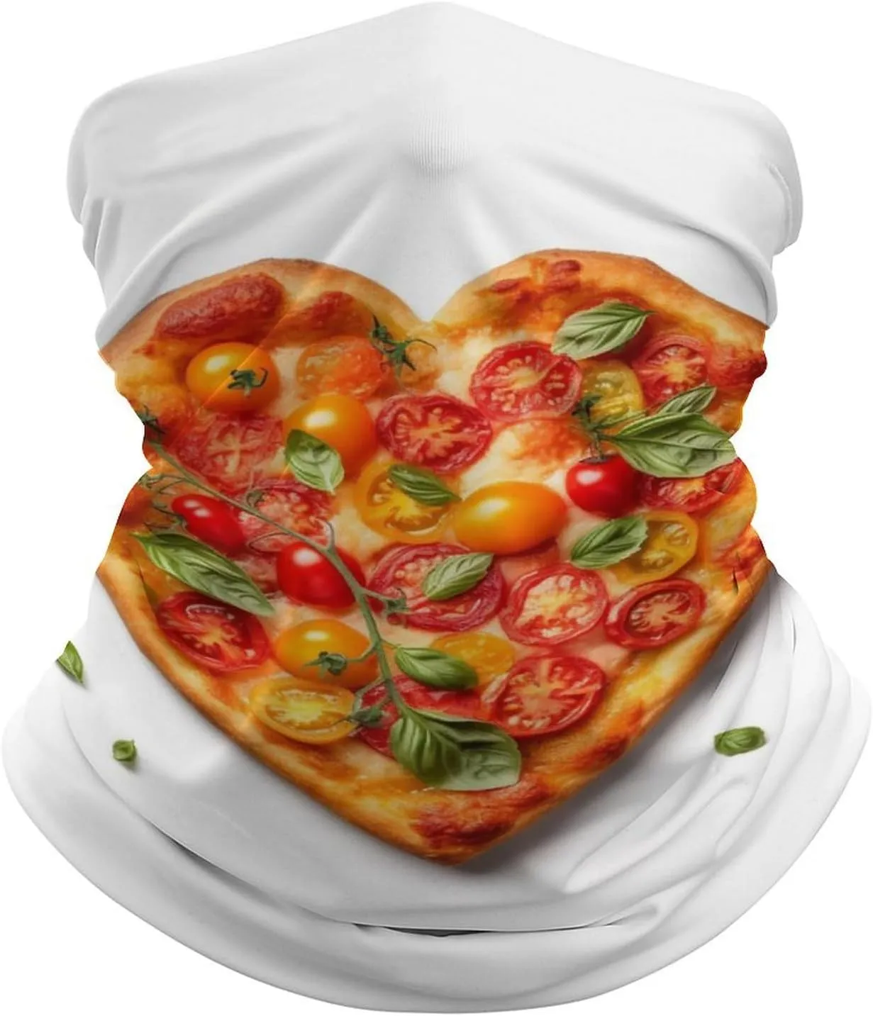 Heart Shaped Pizza Neck Gaiter UPF 50  Sun Protection Face Mask Elastic Balaclavas Bandana Cooling Face Cover Scarf Cycling Neck Warmer Breathable Headwear for Men Women