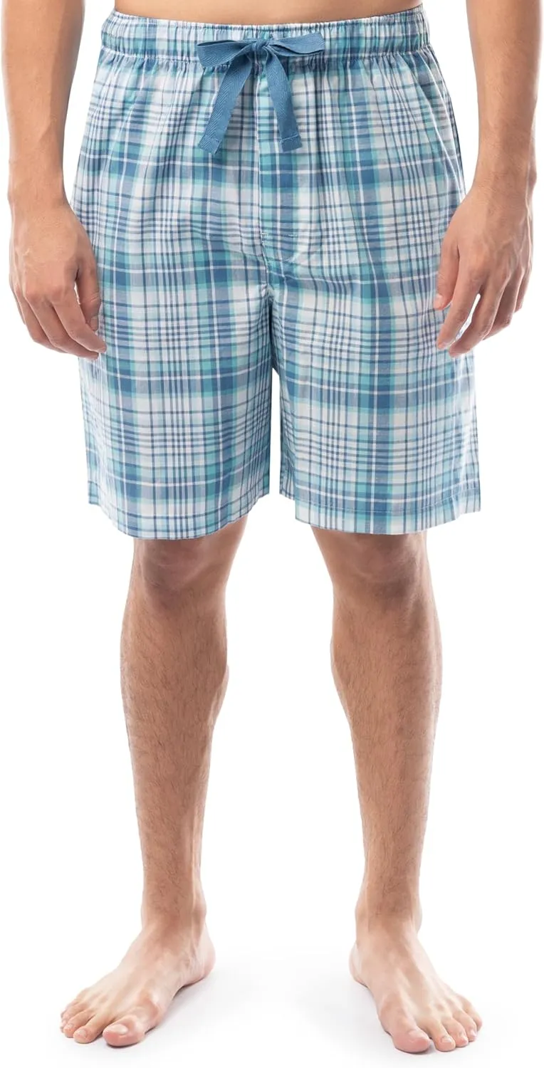 IZOD mens Printed Poplin Relaxed Fit Drawstring Sleep Shorts