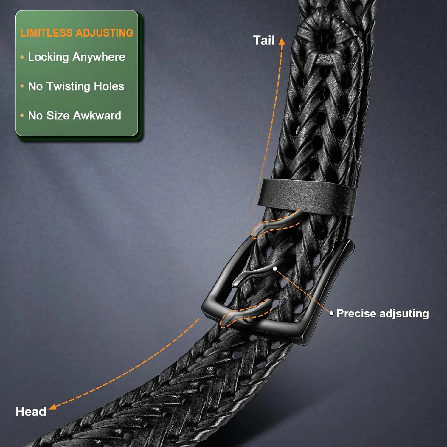 KEMISANT Men Belt, Braided Belt Comfortable For Men Casual Jean Golf 1 3/8"