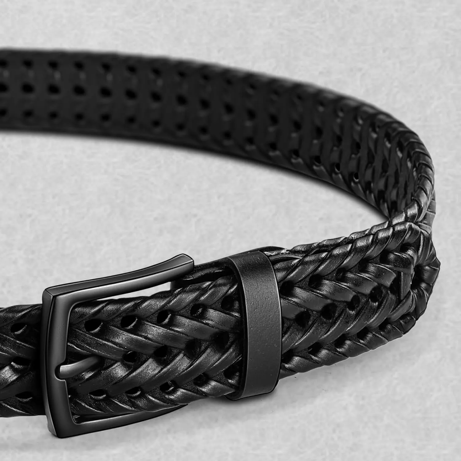 KEMISANT Men Belt, Braided Belt Comfortable For Men Casual Jean Golf 1 3/8"