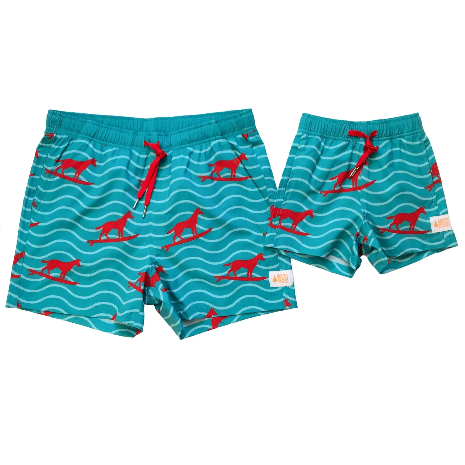 Kids Stretchy Trunks: Turquoise Dingo