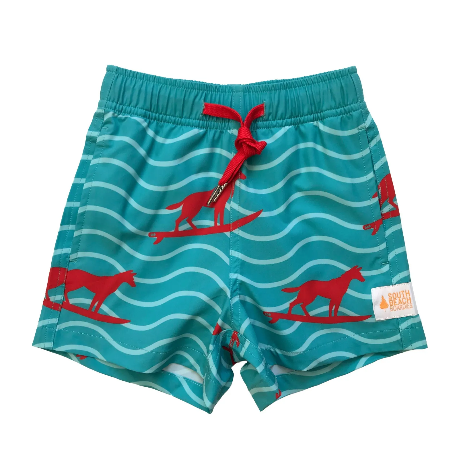 Kids Stretchy Trunks: Turquoise Dingo