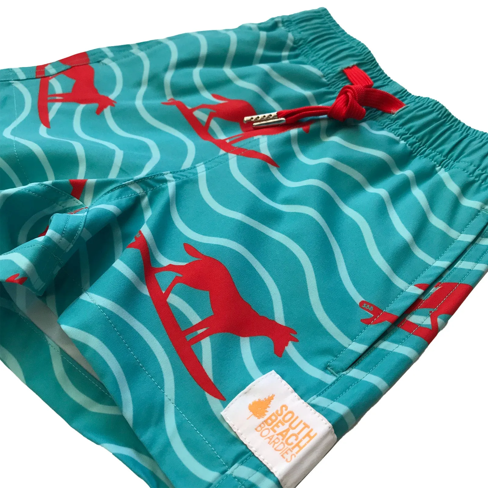 Kids Stretchy Trunks: Turquoise Dingo