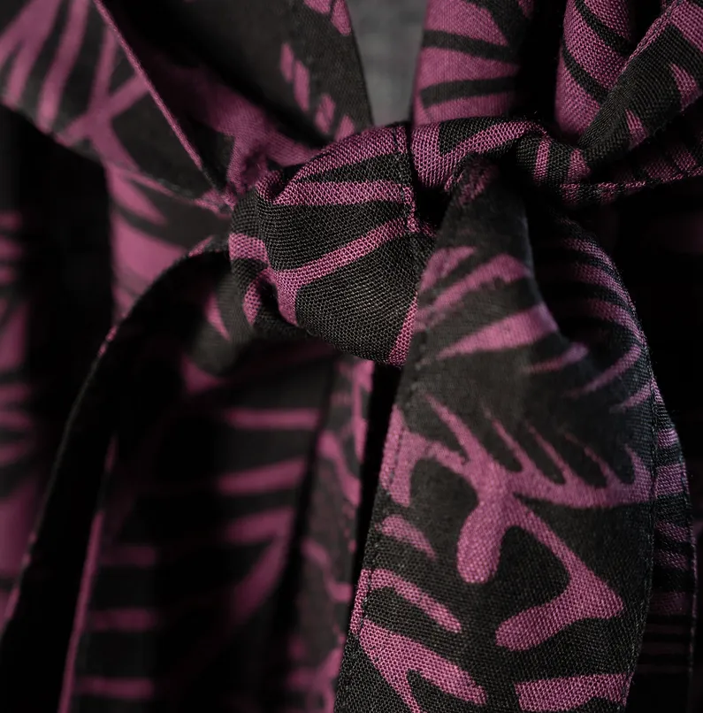 Kimono Coverup in Tropical Purple Print