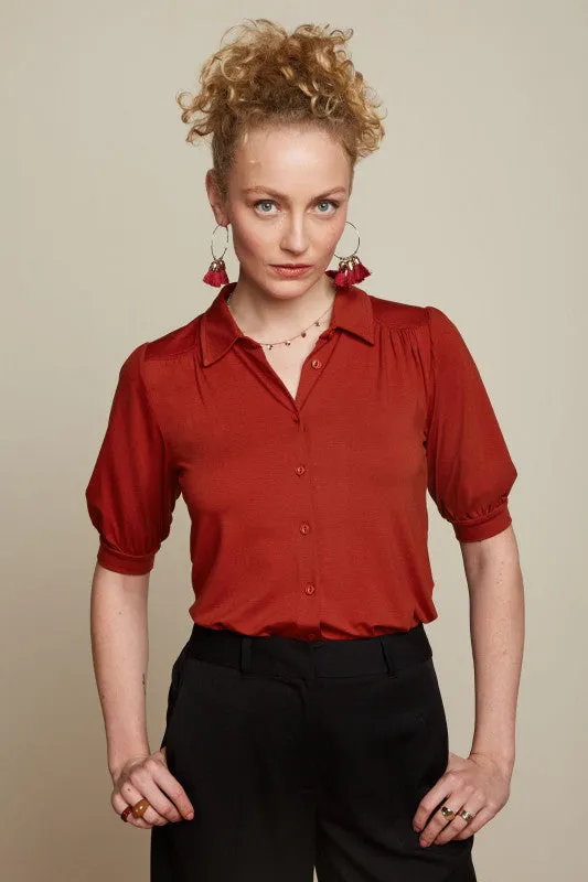 King Louie Carina blouse ecovero light sienna red