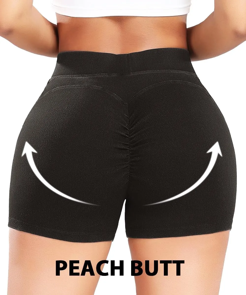 KIWI RATA Womens Jean Shorts Stretchy, High Waisted Scrunch Butt Shorts, Summer Casual Denim Butt Lift Shorts