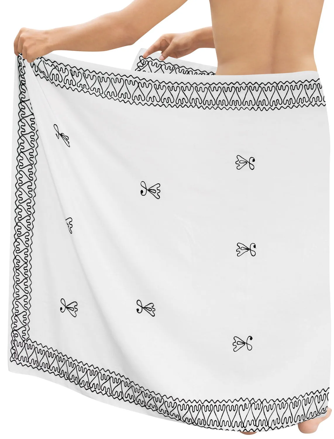 LA LEELA Men Sarong Rayon Solid Hawaiian Swimsuit Wrap Casual Boys  72"X42" White_6686