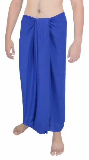 LA LEELA Men Sarong Rayon Solid Swimsuit Beach Pareo Towel Boy Wrap 72"X42" Solid Royal Blue_5038
