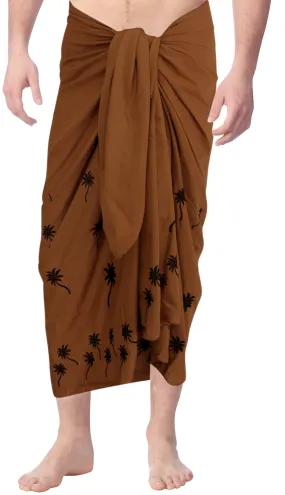 LA LEELA Men's Sarong Swimsuit Cover Up Summer Beach Wrap One Size Brown_N402