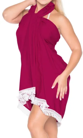 LA LEELA Rayon Cover Up Suit Womens Beach Sarong Solid 78"X39" Dark Pink_3623 Pink_R804