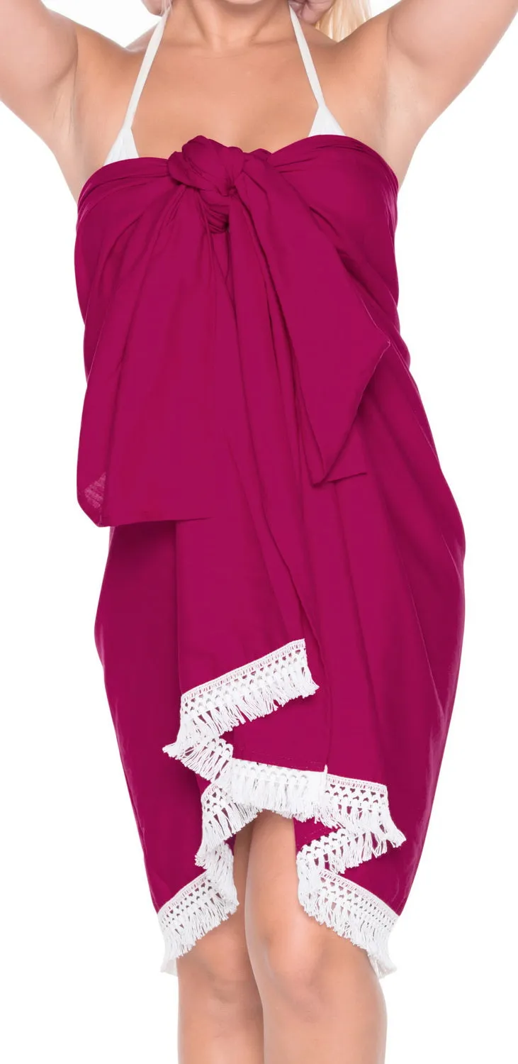 LA LEELA Rayon Cover Up Suit Womens Beach Sarong Solid 78"X39" Dark Pink_3623 Pink_R804