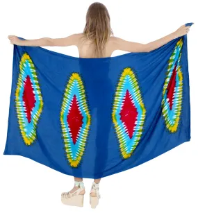 LA LEELA Resort Suit Pareo Sarong Bikini Cover up Tie Dye 78"X43" Royal Blue_4521