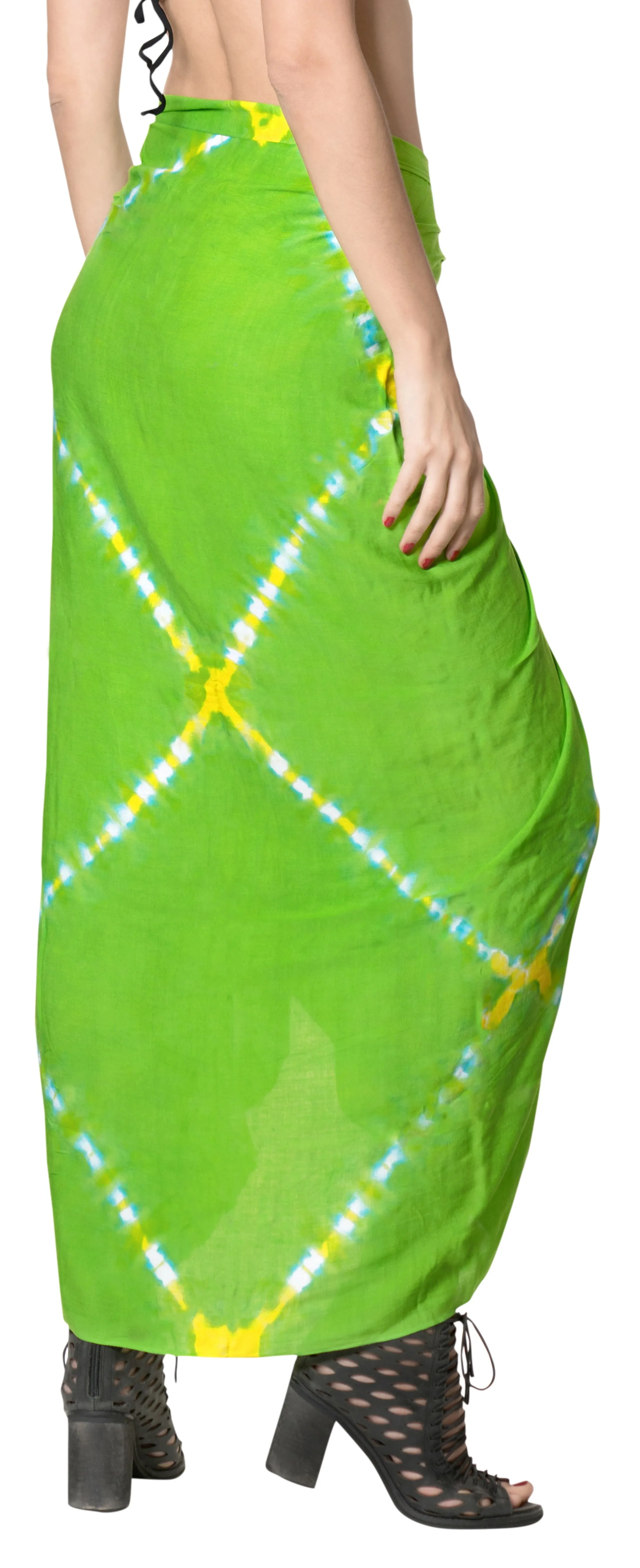 LA LEELA Scarf Deal Beach Dress Beach Sarong Tie Dye 78"X43" Green_4520