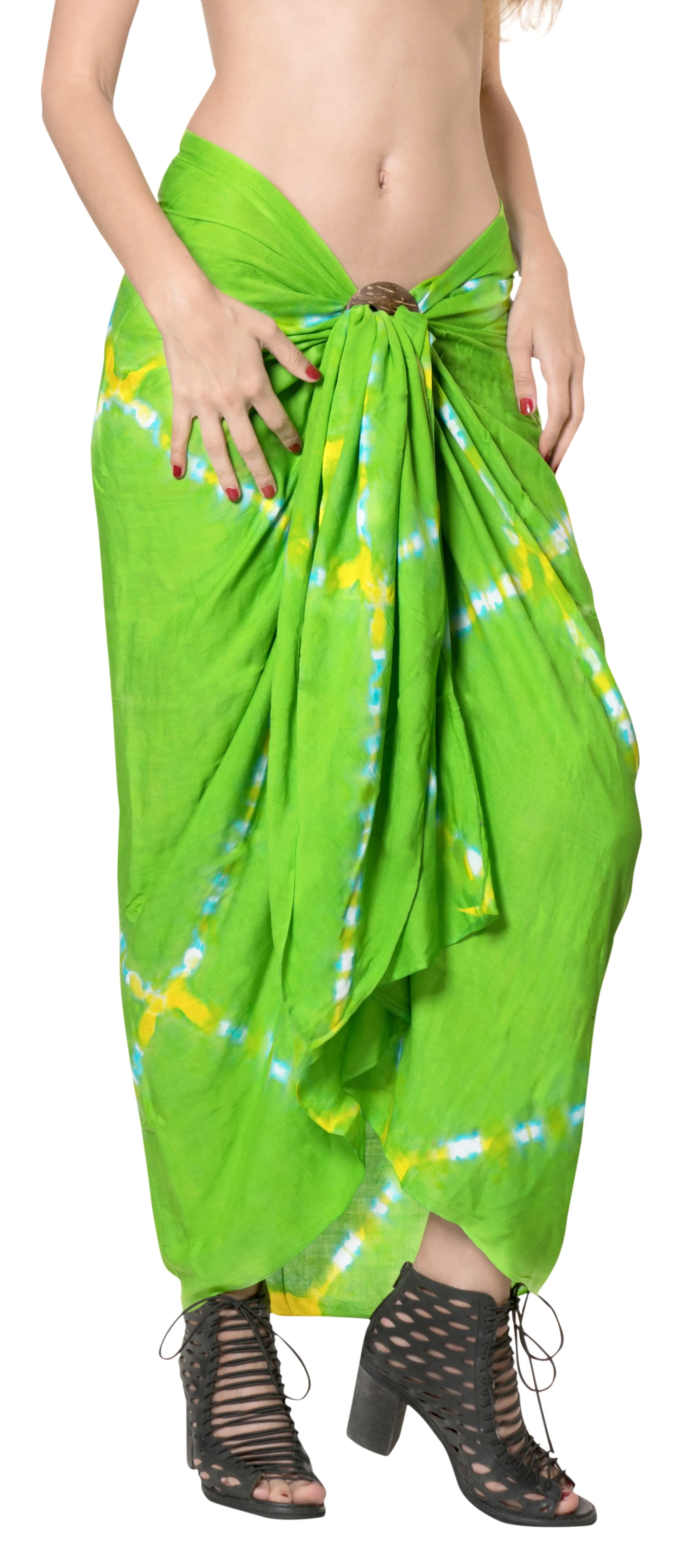LA LEELA Scarf Deal Beach Dress Beach Sarong Tie Dye 78"X43" Green_4520