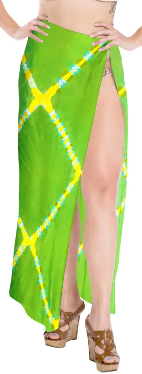 LA LEELA Scarf Deal Beach Dress Beach Sarong Tie Dye 78"X43" Green_4520