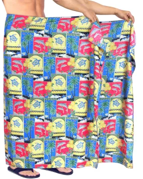 LA LEELA Soft Light Printed Beach Pareo Bath Mens Wrap 72"X42" Matching_1_6275 Red_F337