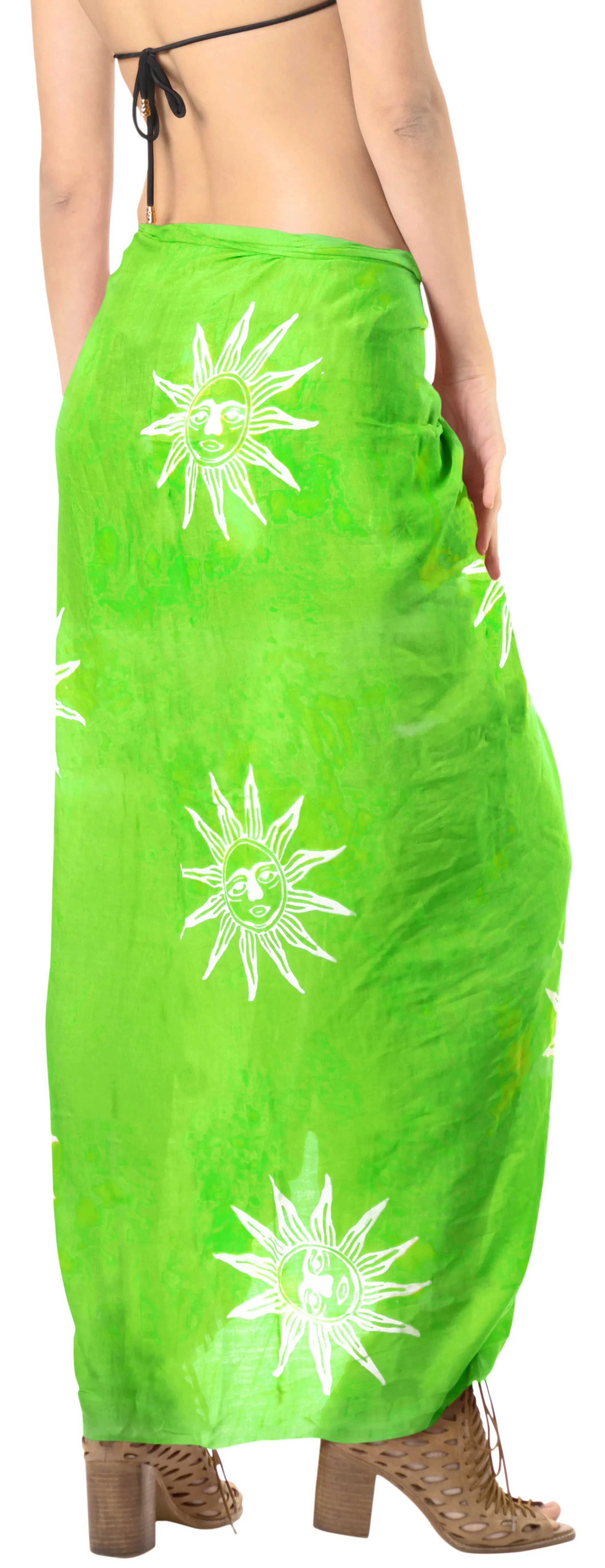 La Leela Swimwear Rayon Bathing Towel Women Wrap Swimsuit Sarong Printed 78"X43" Parrot Green_4479