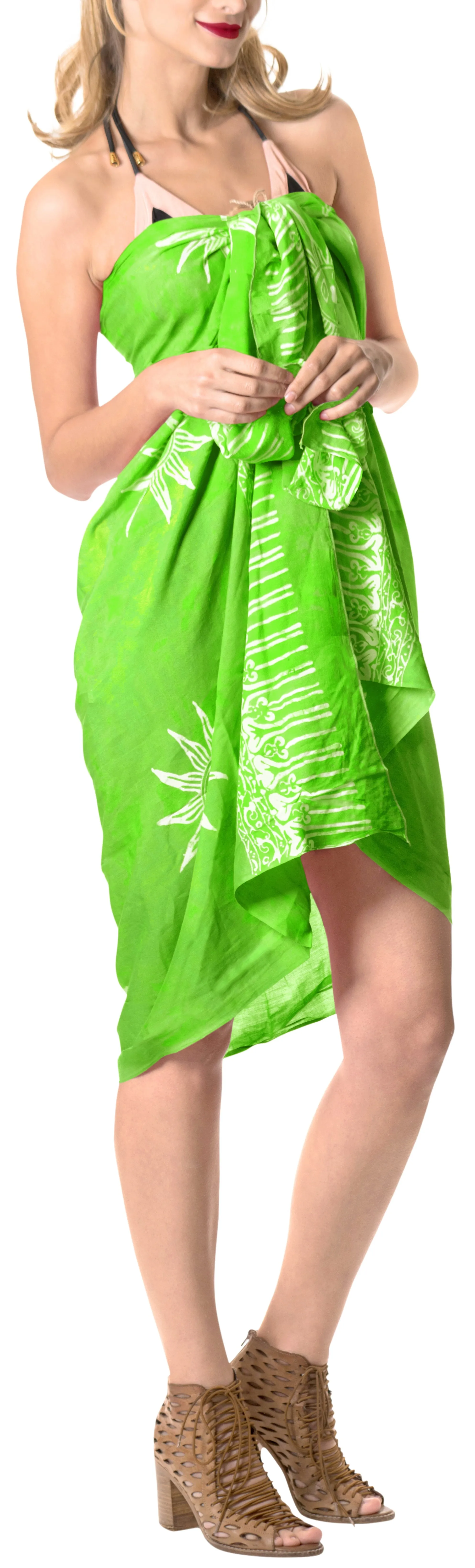 La Leela Swimwear Rayon Bathing Towel Women Wrap Swimsuit Sarong Printed 78"X43" Parrot Green_4479