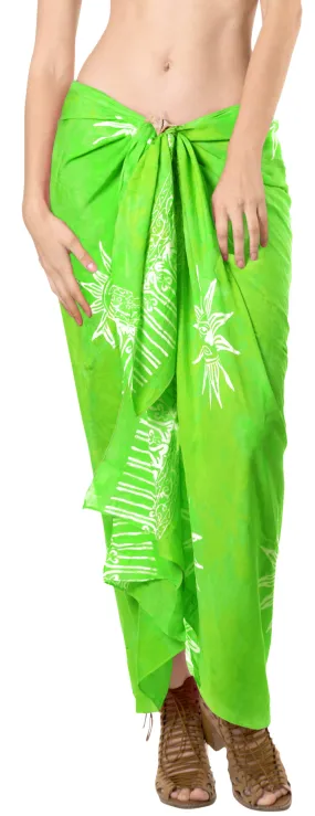 La Leela Swimwear Rayon Bathing Towel Women Wrap Swimsuit Sarong Printed 78"X43" Parrot Green_4479