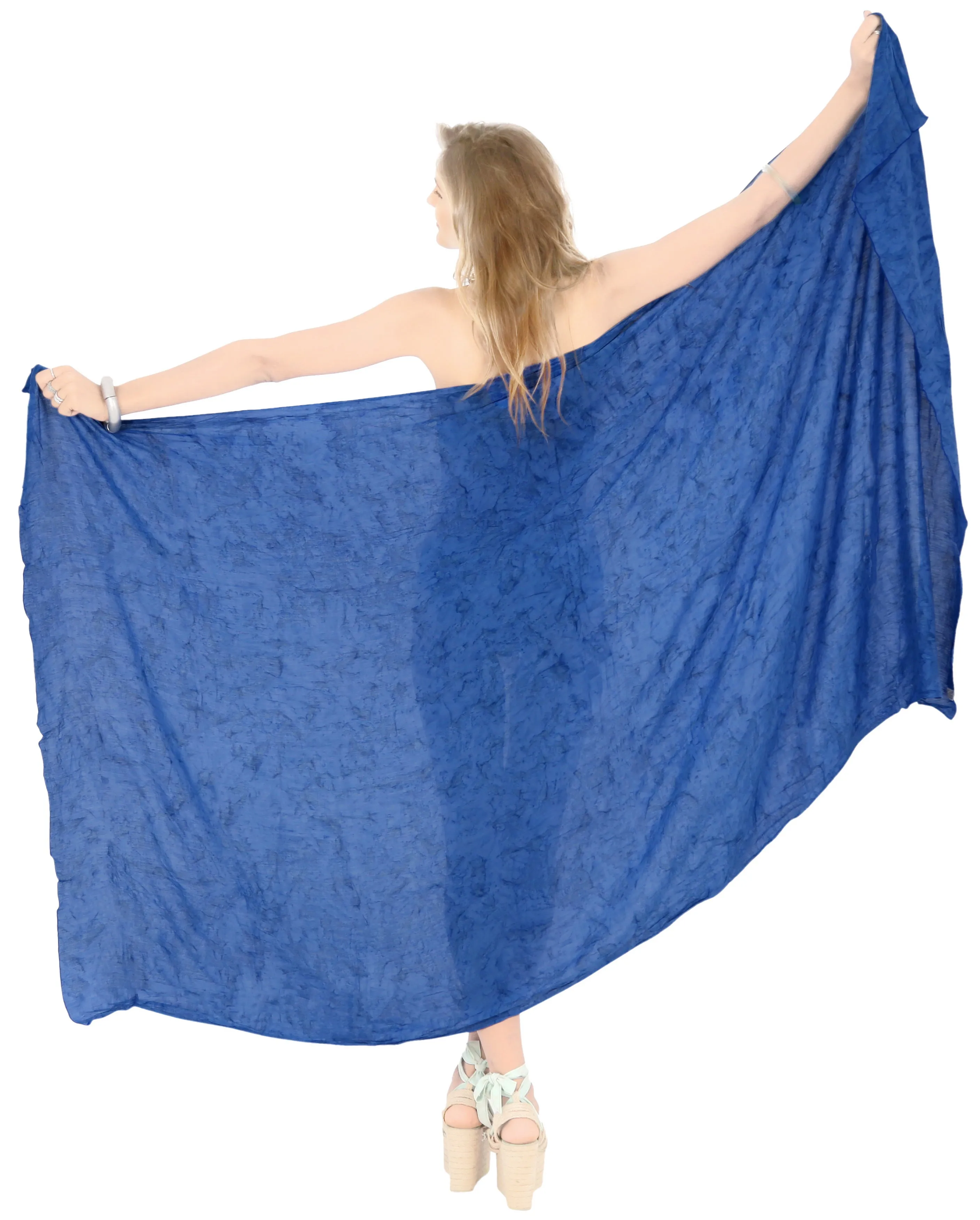 LA LEELA Swimwear Women Wrap Sarong Bikini Cover up Tie Dye 78"X43" Royal Blue_4464