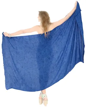 LA LEELA Swimwear Women Wrap Sarong Bikini Cover up Tie Dye 78"X43" Royal Blue_4464