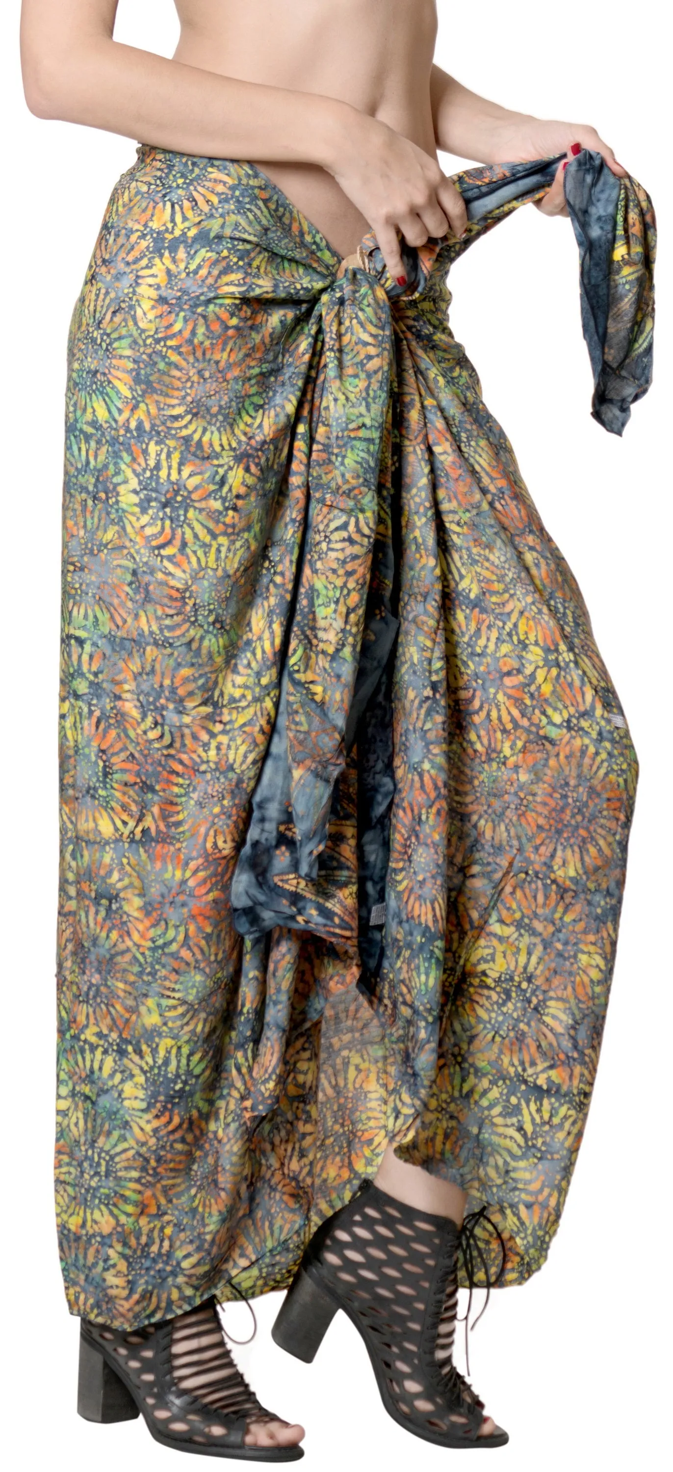 LA LEELA Women Wrap Bathing Suit Sarong Printed 78"X43" Royal Blue_4432